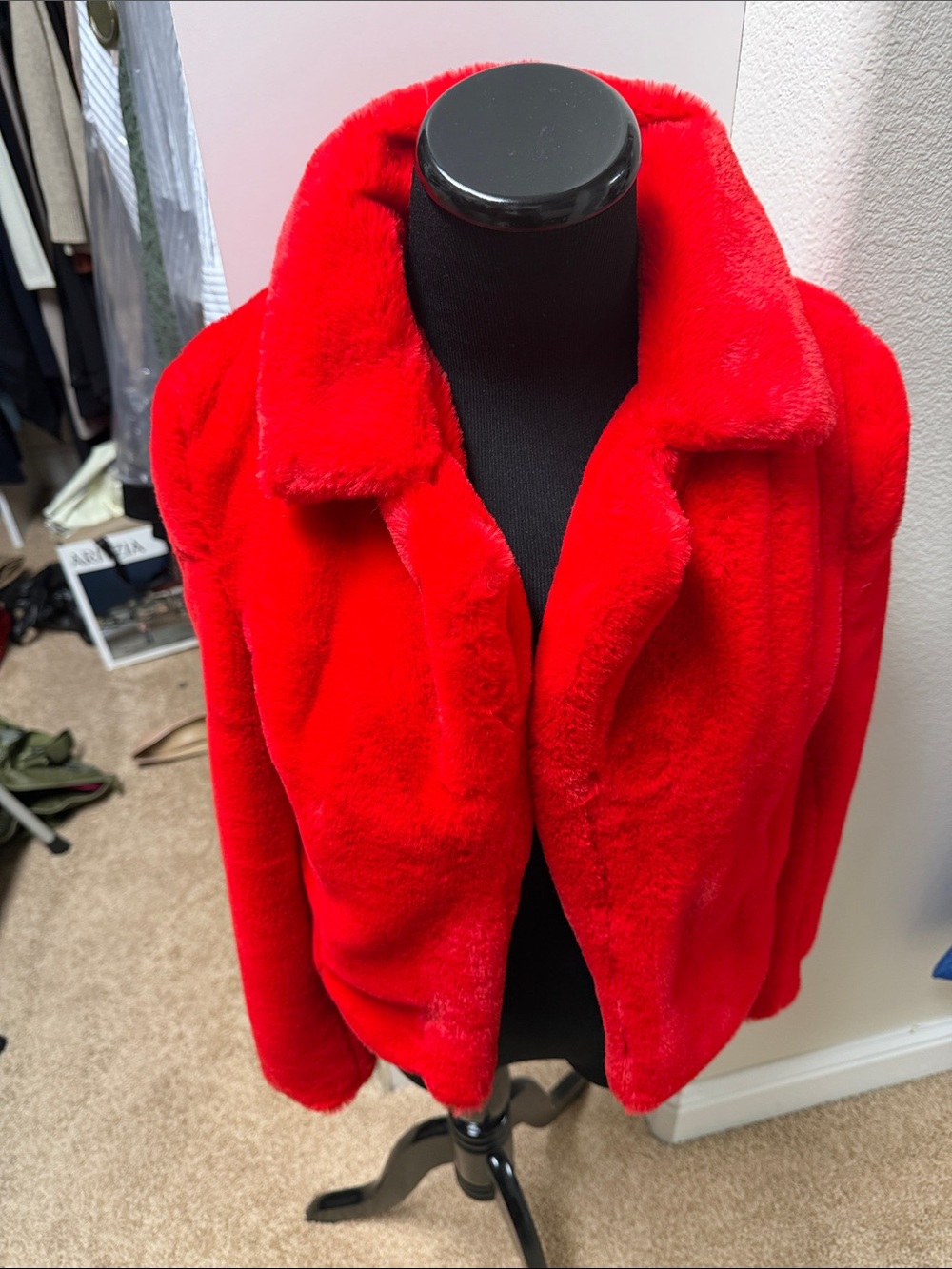 Blank NYC Red Faux Fur Teddy Jacket - Plush Women's Coat